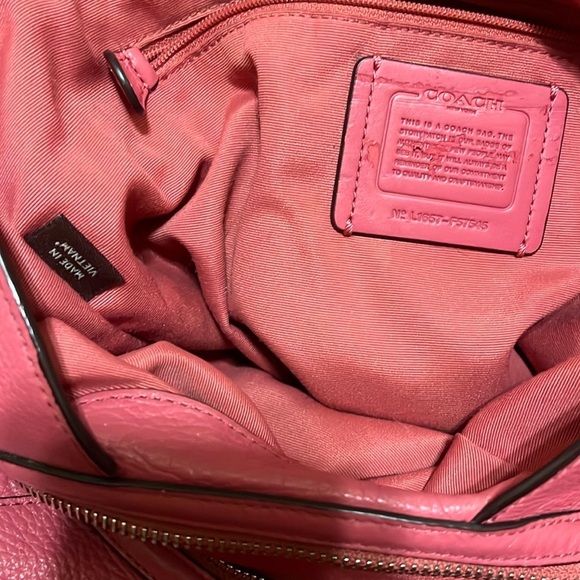Coach Lexy Large Strawberry Pink Pebble Leather Shoulder Bag - Picture 7 of 16